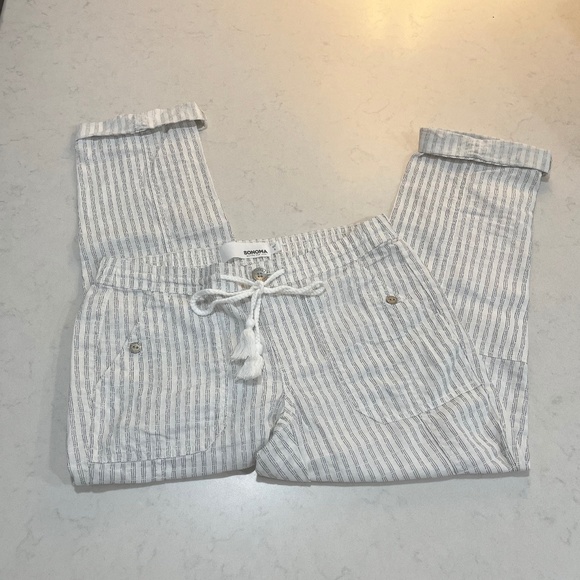 Sonoma Pants - Sonoma Striped Linen Pants Tie Waist Size 8